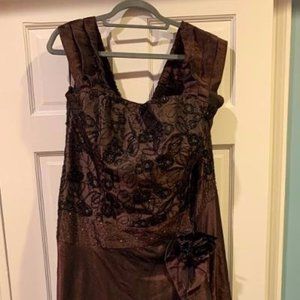 Beaded Chocolate Brown Prom Formal Gown PLUS SZ